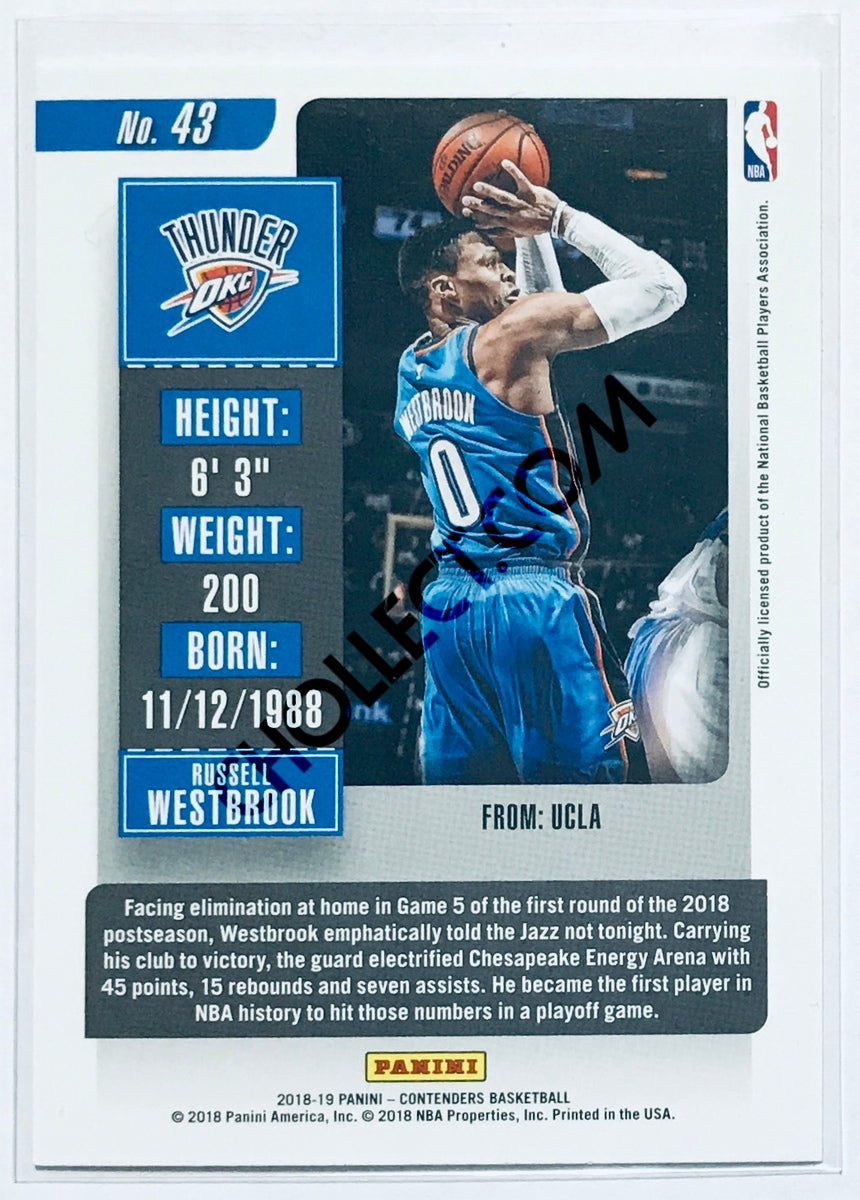 Russell Westbrook - Oklahoma City Thunder 2018-19 Panini Contenders #43