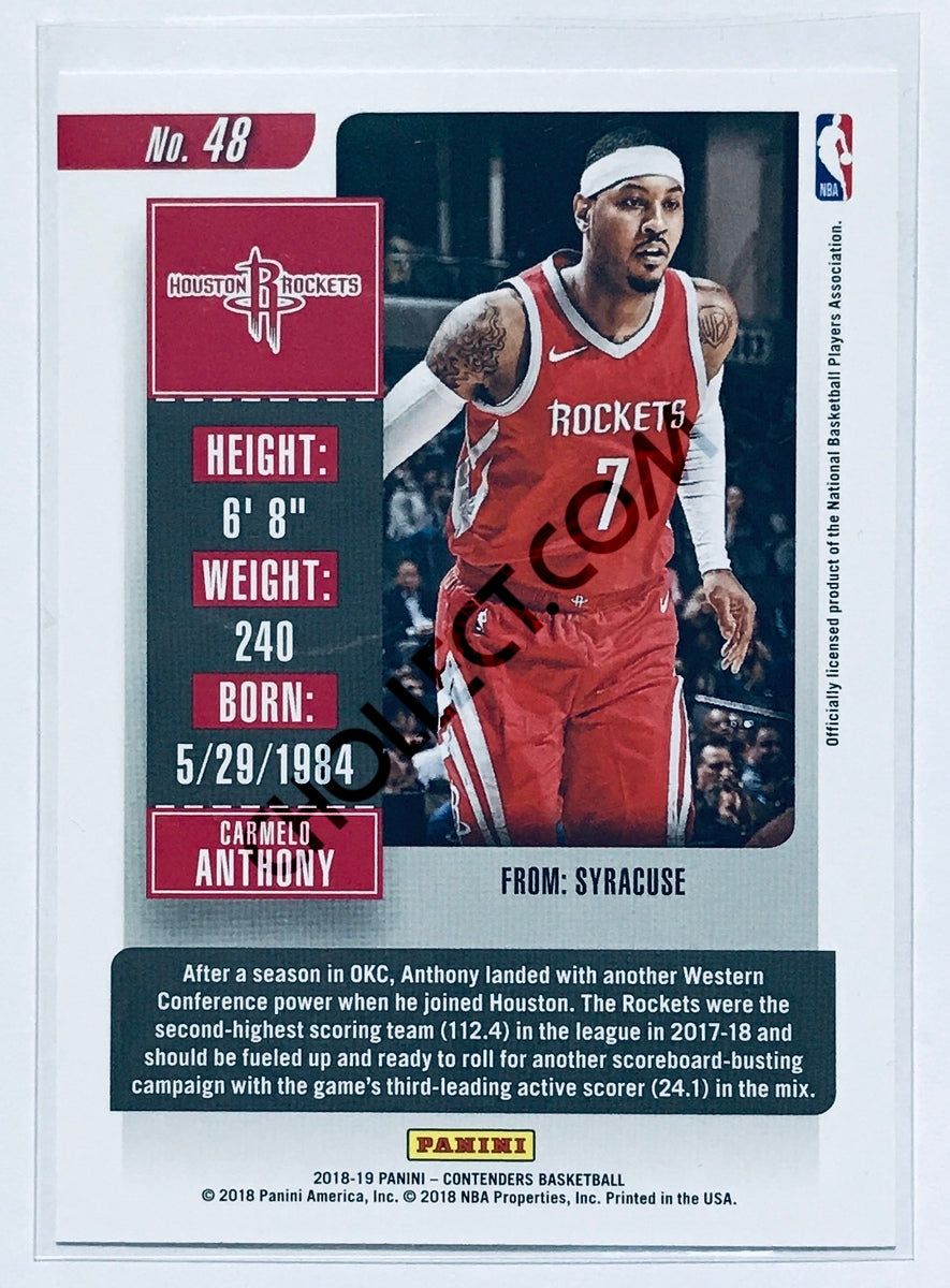 Carmelo Anthony - Houston Rockets 2018-19 Panini Contenders #48
