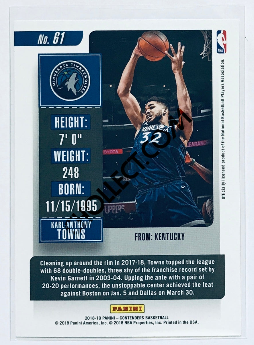 Karl-Anthony Towns - Minnesota Timberwolves 2018-19 Panini Contenders #61