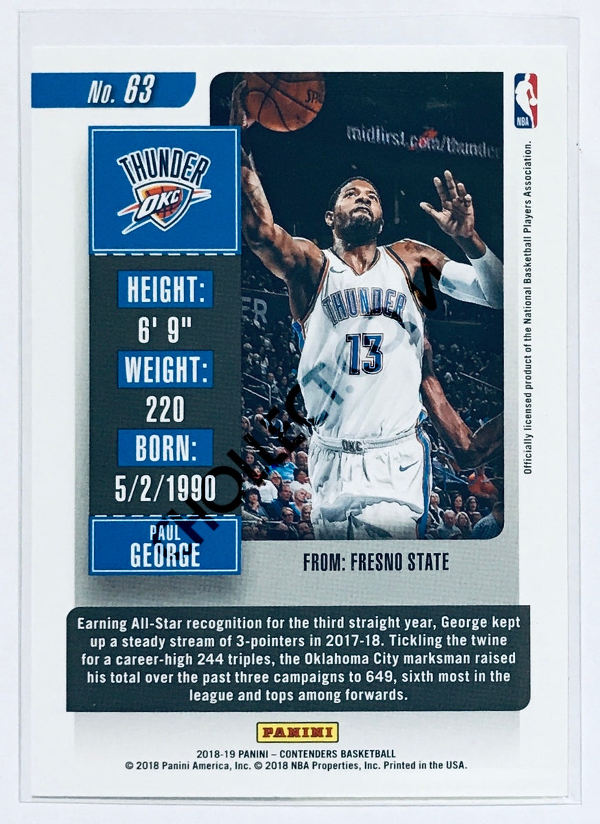 Paul George - Oklahoma City Thunder 2018-19 Panini Contenders #63