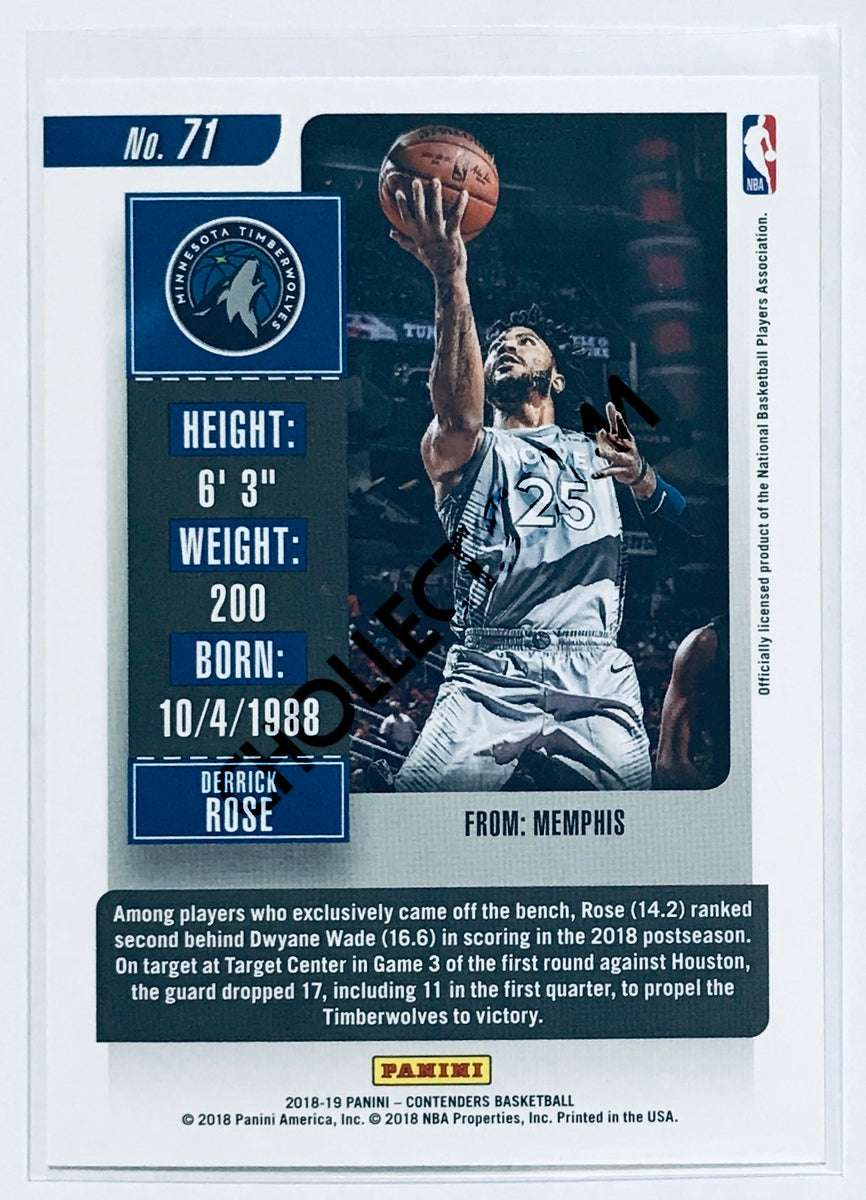Derrick Rose - Minnesota Timberwolves 2018-19 Panini Contenders #71