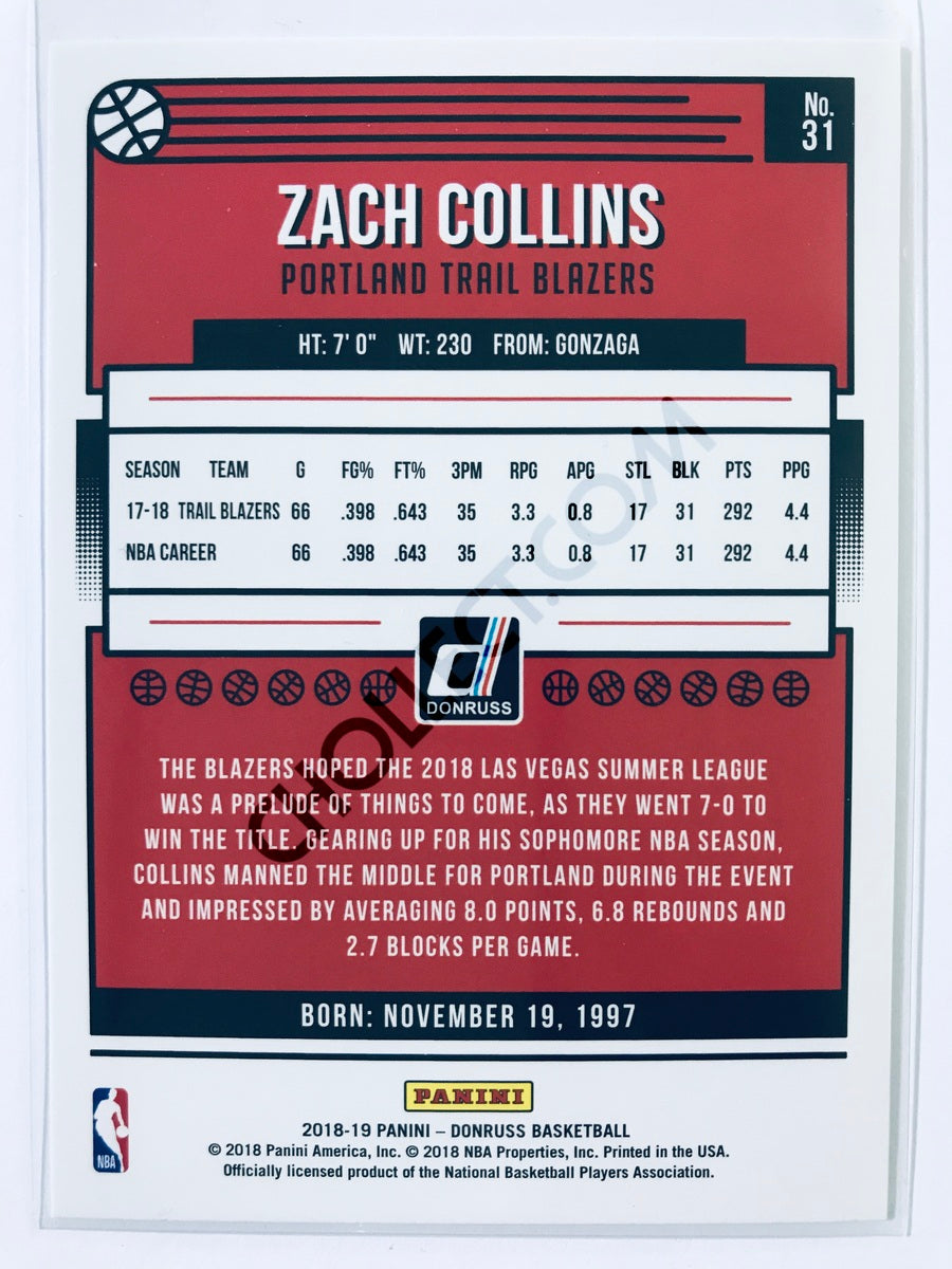 Zach Collins - Portland Trail Blazers 2018-19 Panini Donruss #31