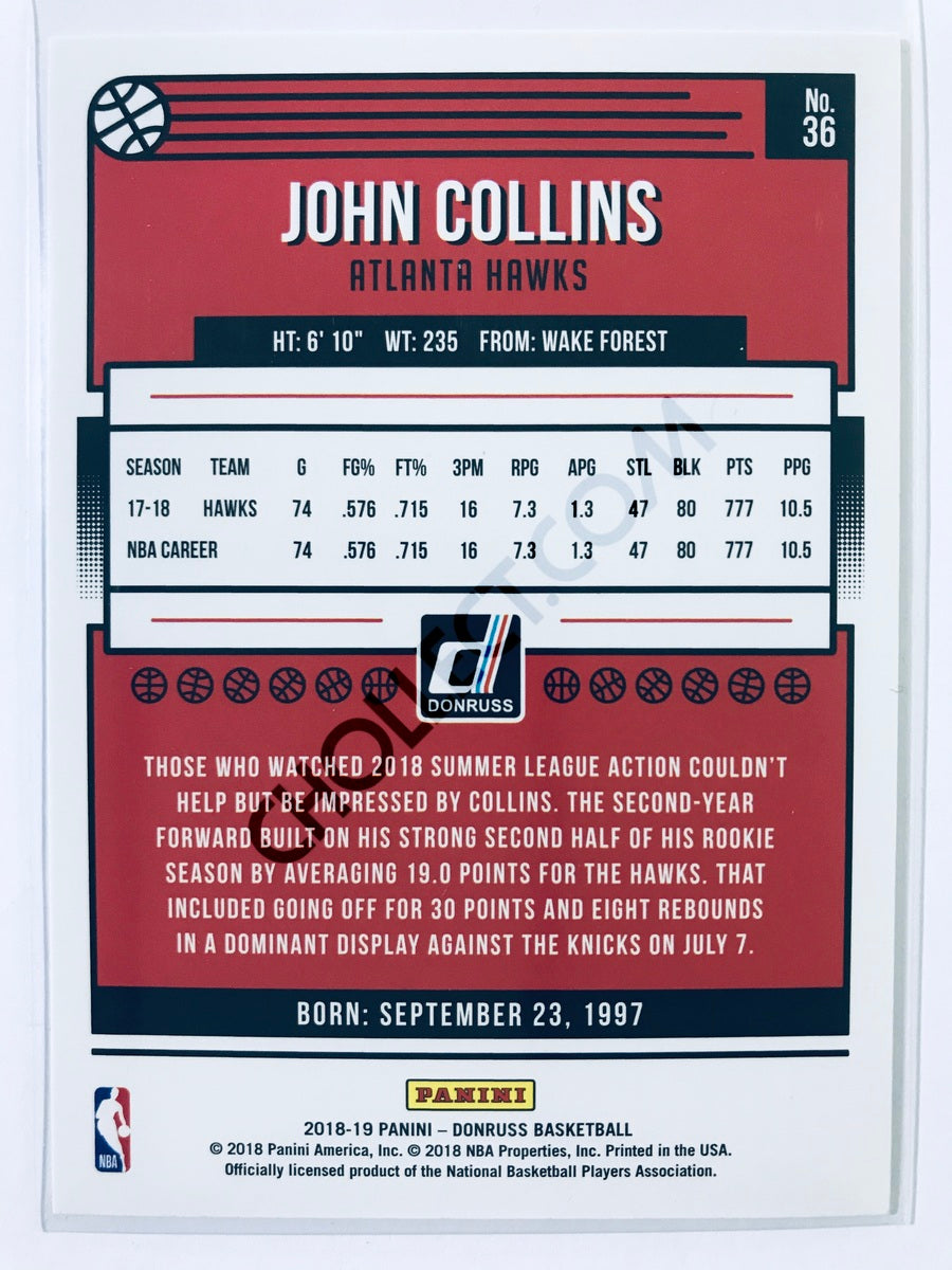 John Collins - Atlanta Hawks 2018-19 Panini Donruss #36