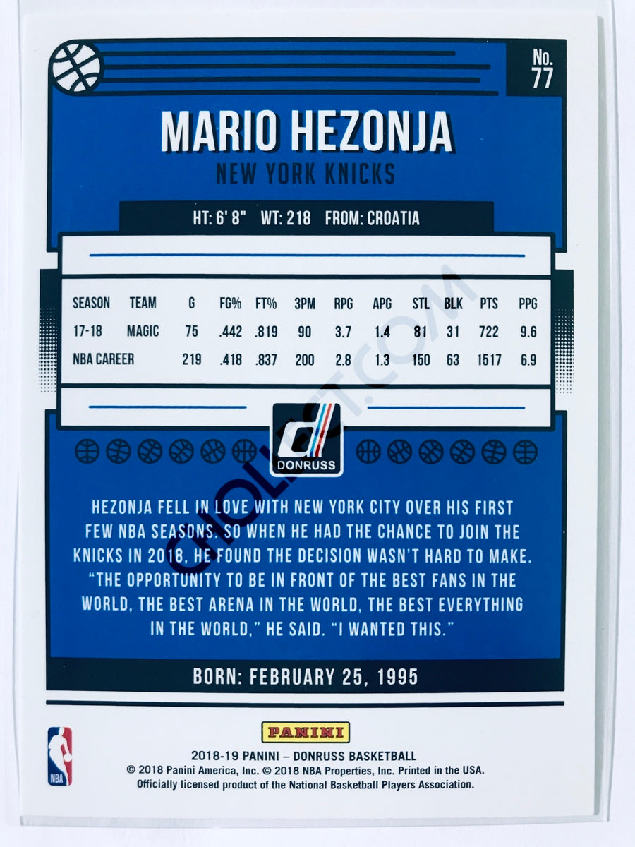 Mario Hezonja - New York Knicks 2018-19 Panini Donruss #77