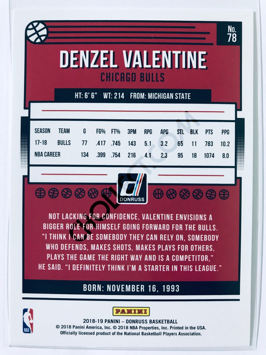 Denzel Valentine - Chicago Bulls 2018-19 Panini Donruss #78