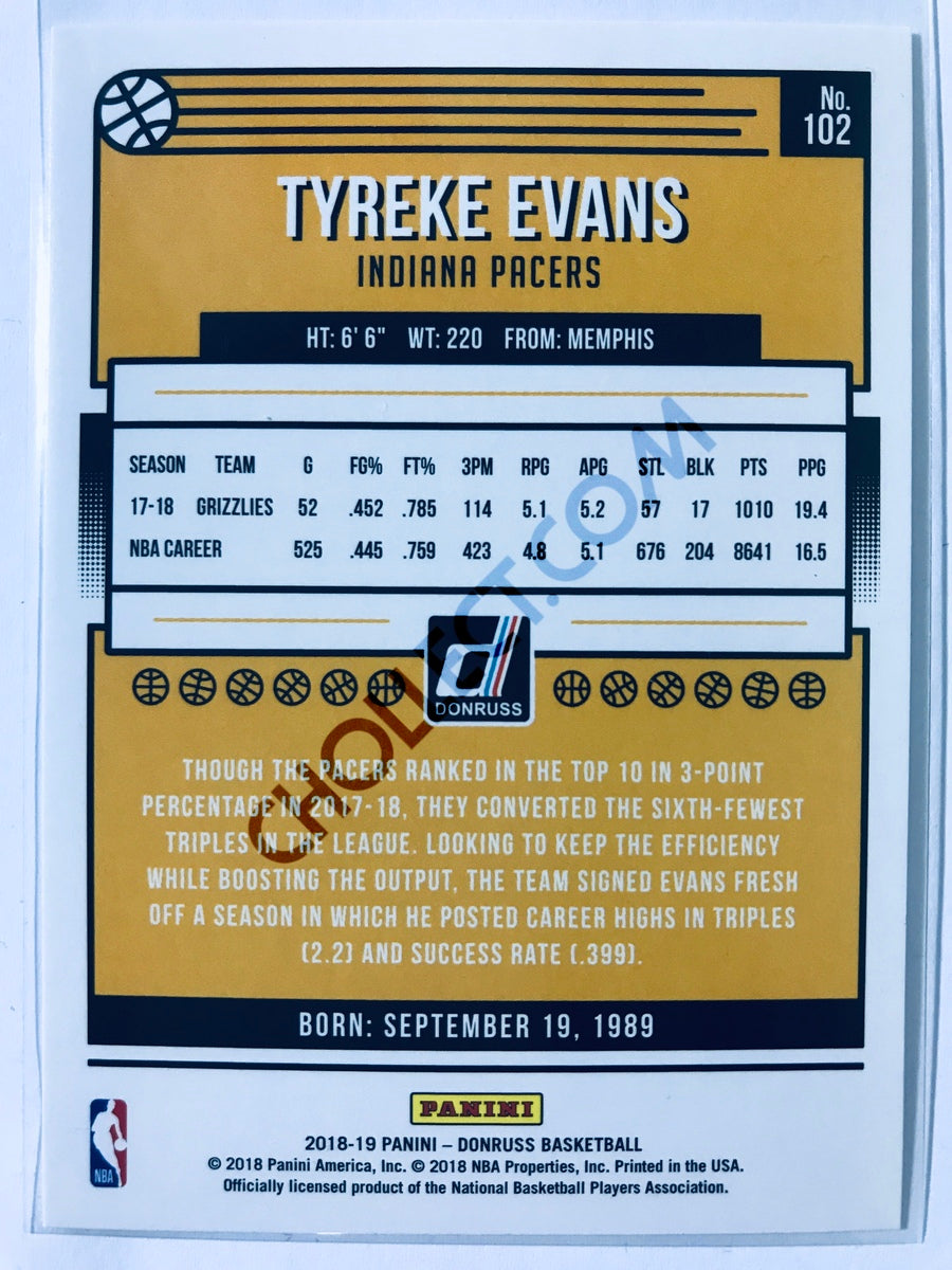 Tyreke Evans - Indiana Pacers 2018-19 Panini Donruss #102