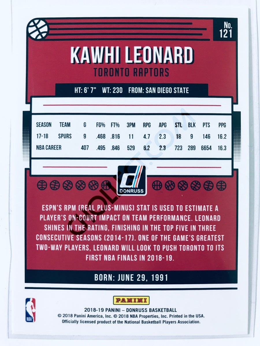 Kawhi Leonard - Toronto Raptors 2018-19 Panini Donruss #121