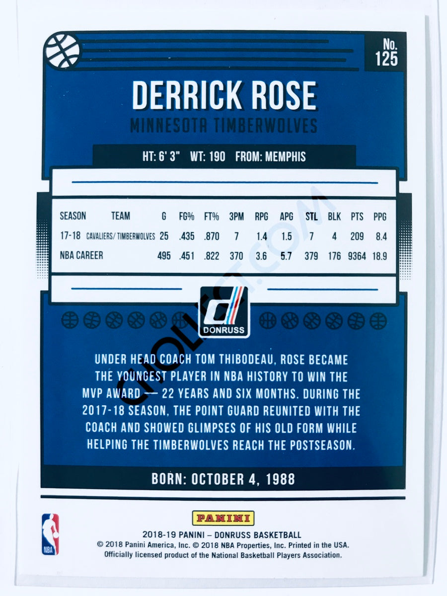 Derrick Rose - Minnesota Timberwolves 2018-19 Panini Donruss #125