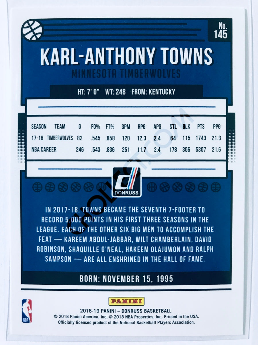Karl-Anthony Towns - Minnesota Timberwolves 2018-19 Panini Donruss #145