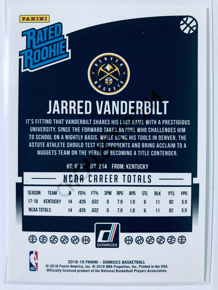 Jarred Vanderbilt - Denver Nuggets 2018-19 Panini Donruss Rated Rookie #151
