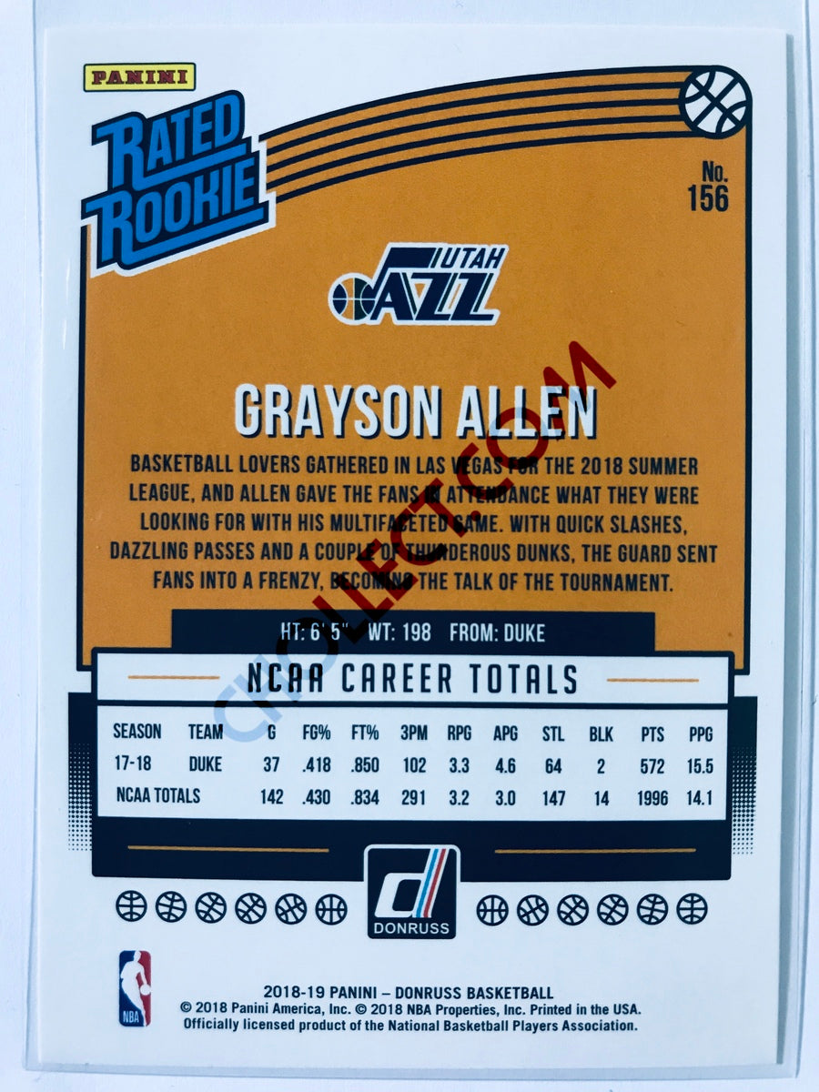 Grayson Allen - Utah Jazz 2018-19 Panini Donruss Rated Rookie #156