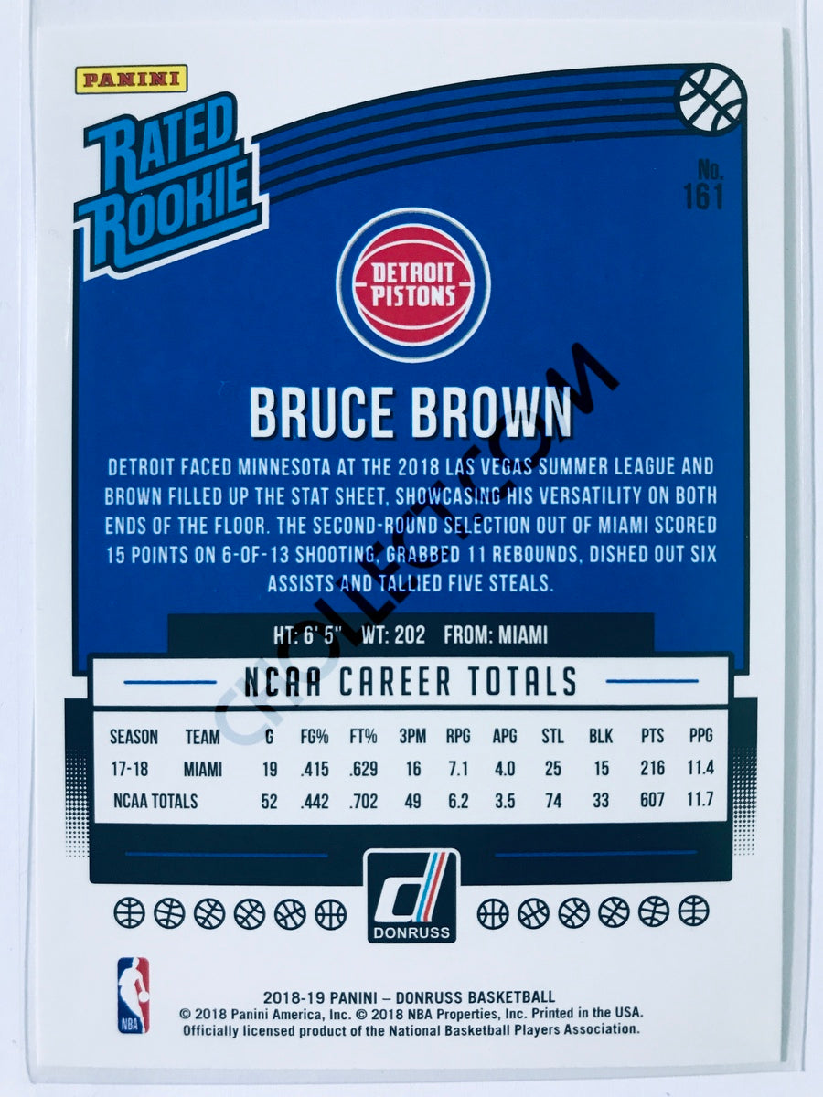 Bruce Brown - Detroit Pistons 2018-19 Panini Donruss Rated Rookie #161