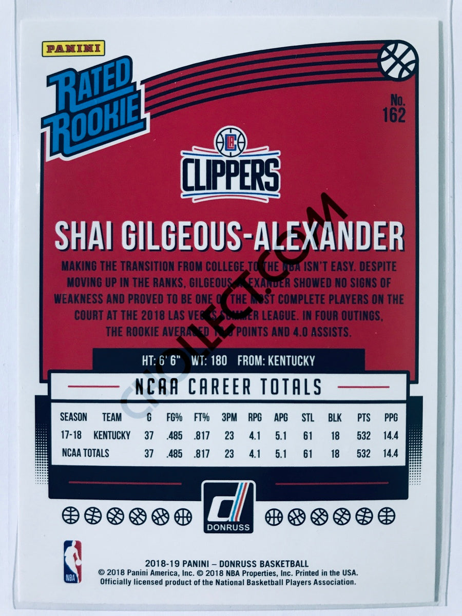 Shai Gilgeous-Alexander - Los Angeles Clippers 2018-19 Panini Donruss Rated Rookie #162
