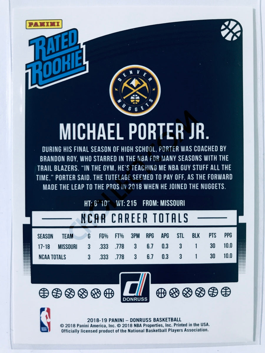 Michael Porter Jr. - Denver Nuggets 2018-19 Panini Donruss Rated Rookie #182