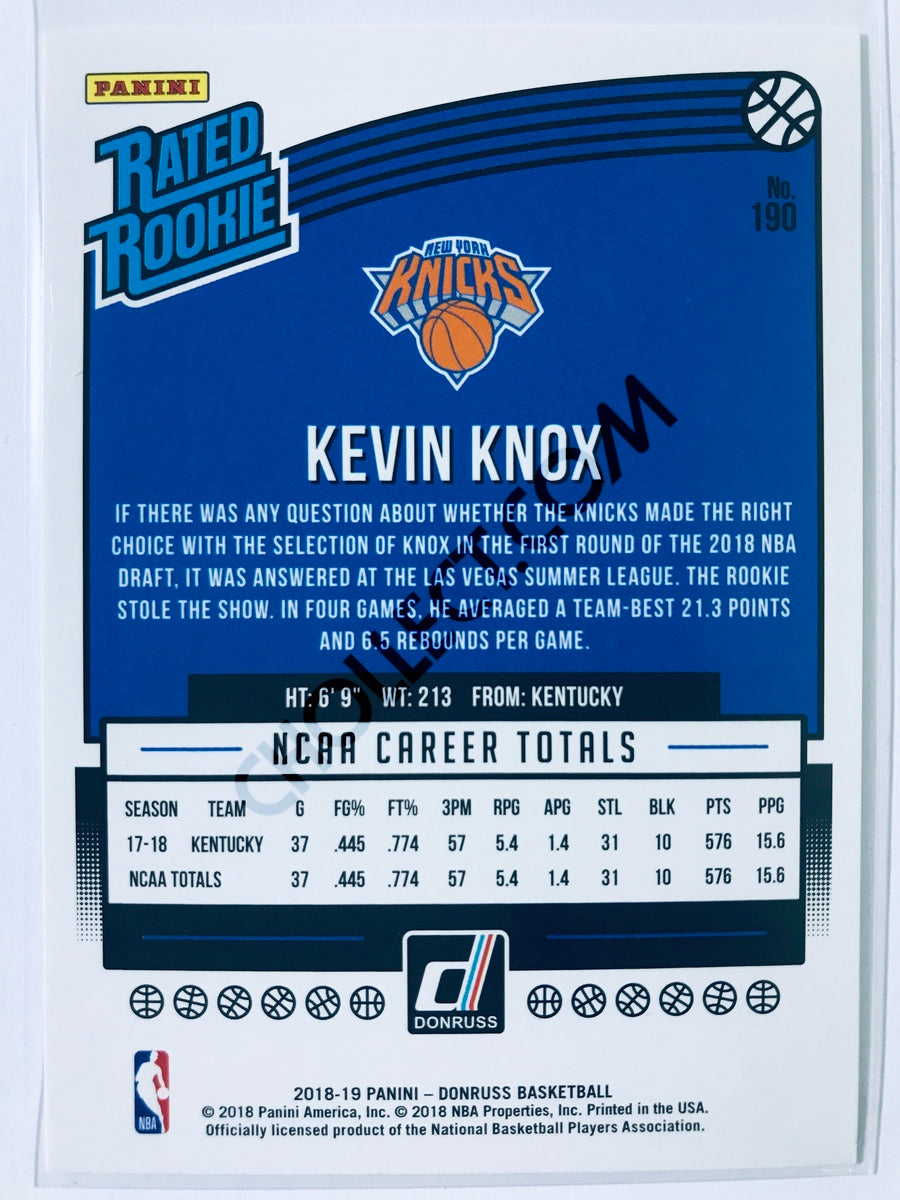 Kevin Knox - New York Knicks 2018-19 Panini Donruss Rated Rookie #190