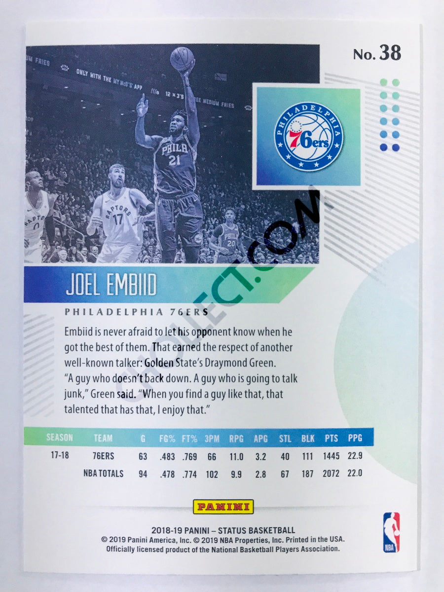 Joel Embiid - Philadelphia 76ers 2018-19 Panini Status #38
