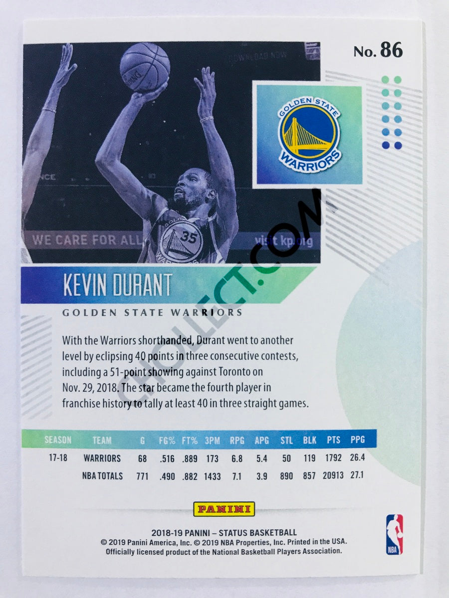 Kevin Durant - Golden State Warriors 2018-19 Panini Status #86