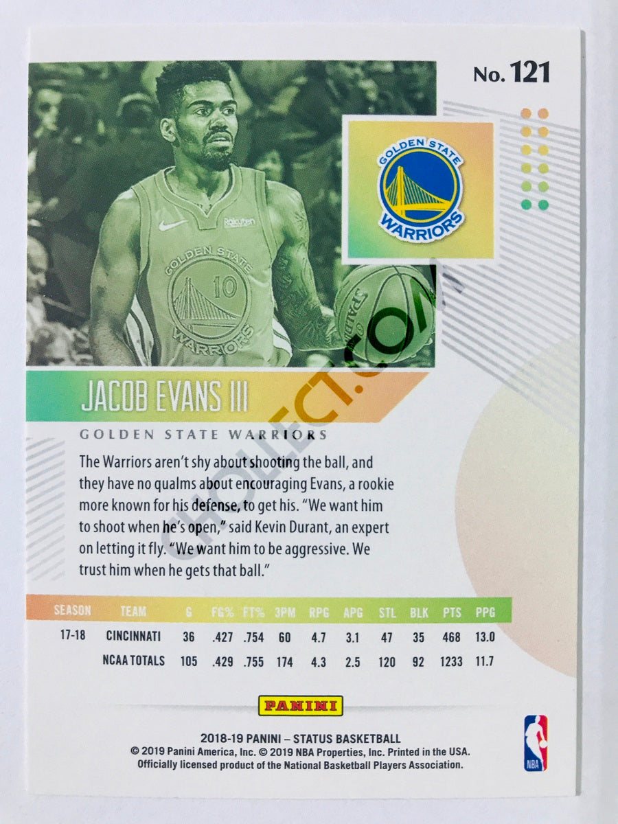 Jacob Evans III - Golden State Warriors 2018-19 Panini Status Blue Parallel RC Rookie #121