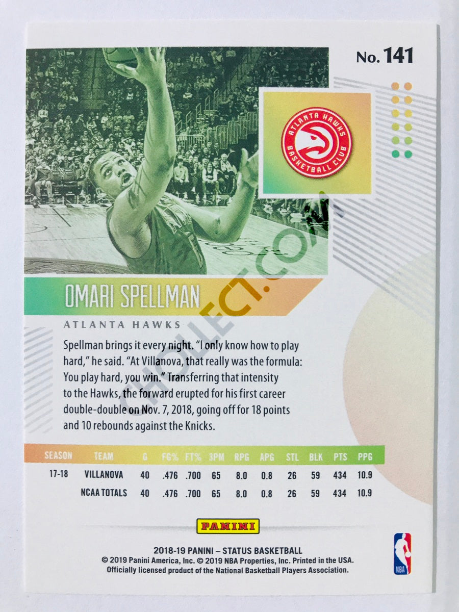 Omari Spellman - Atlanta Hawks 2018-19 Panini Status Blue Parallel RC Rookie #141
