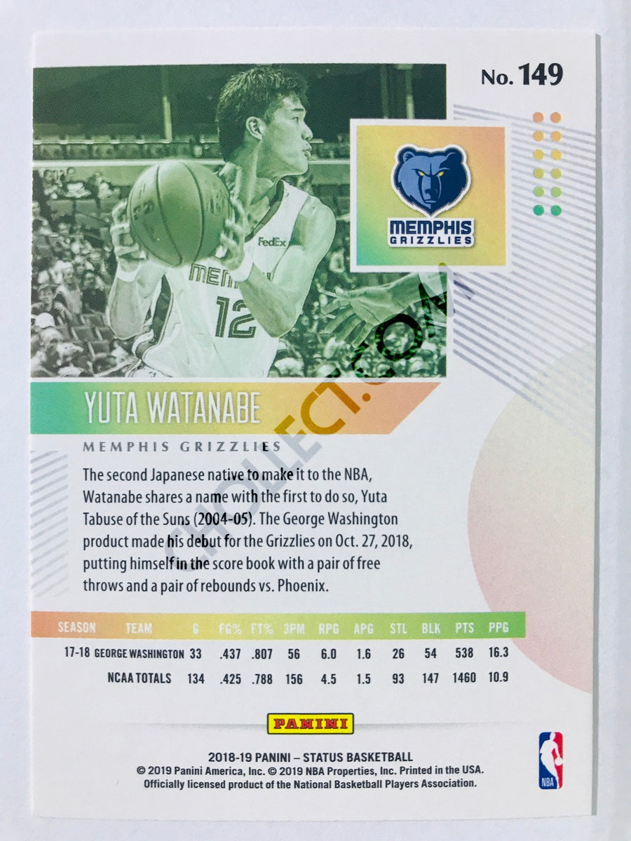 Yuta Watanabe - Memphis Grizzlies 2018-19 Panini Status Blue Parallel RC Rookie #149