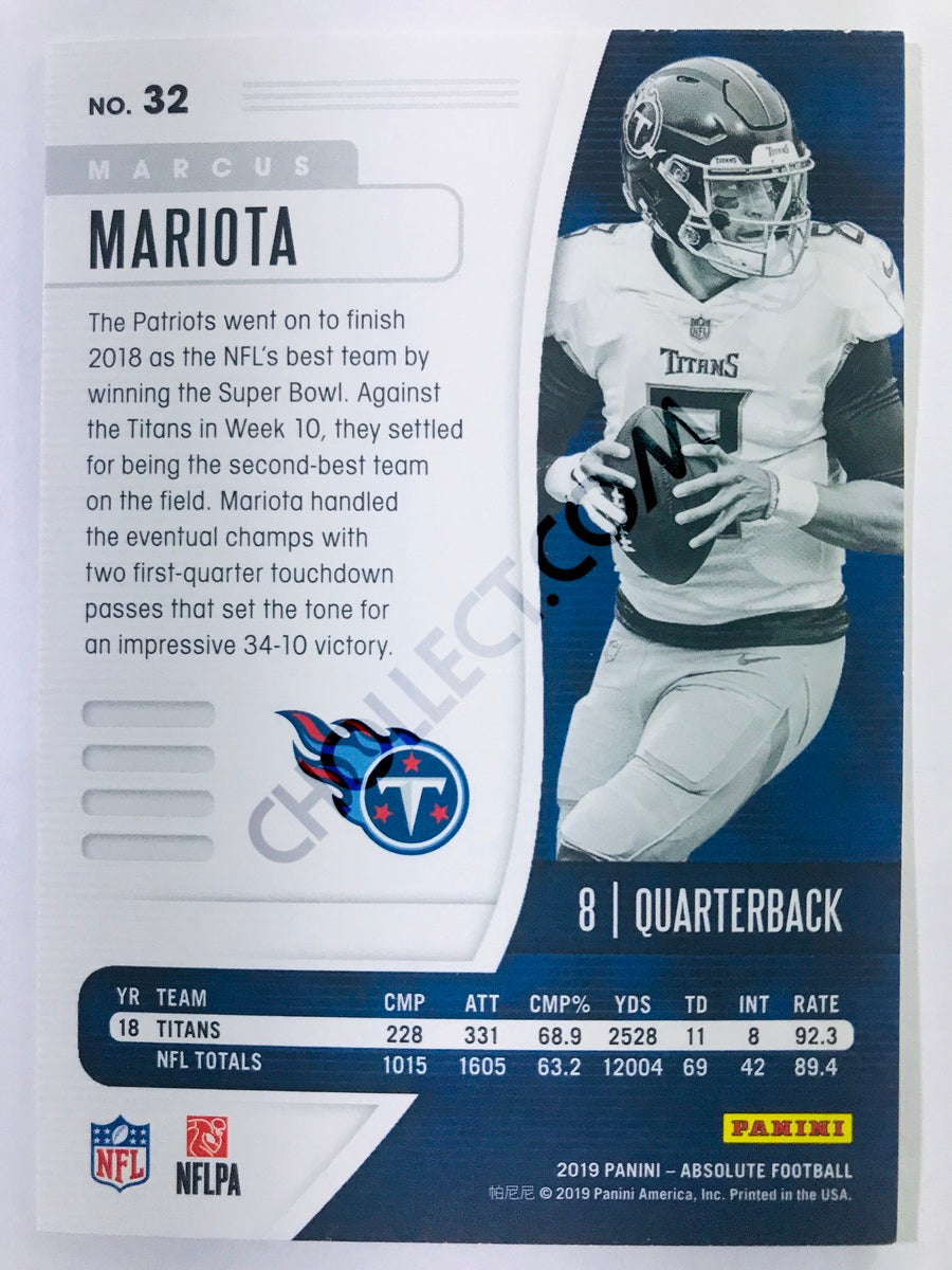 Marcus Mariota - Tennessee Titans 2019-20 Panini Absolute #32