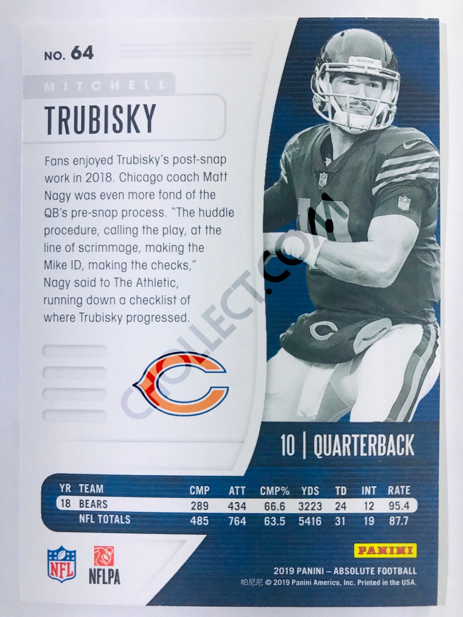Mitchell Trubisky - Chicago Bears 2019-20 Panini Absolute #64