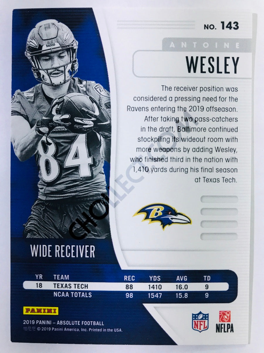 Antoine Wesley - Baltimore Ravens 2019-20 Panini Absolute RC Rookie #143