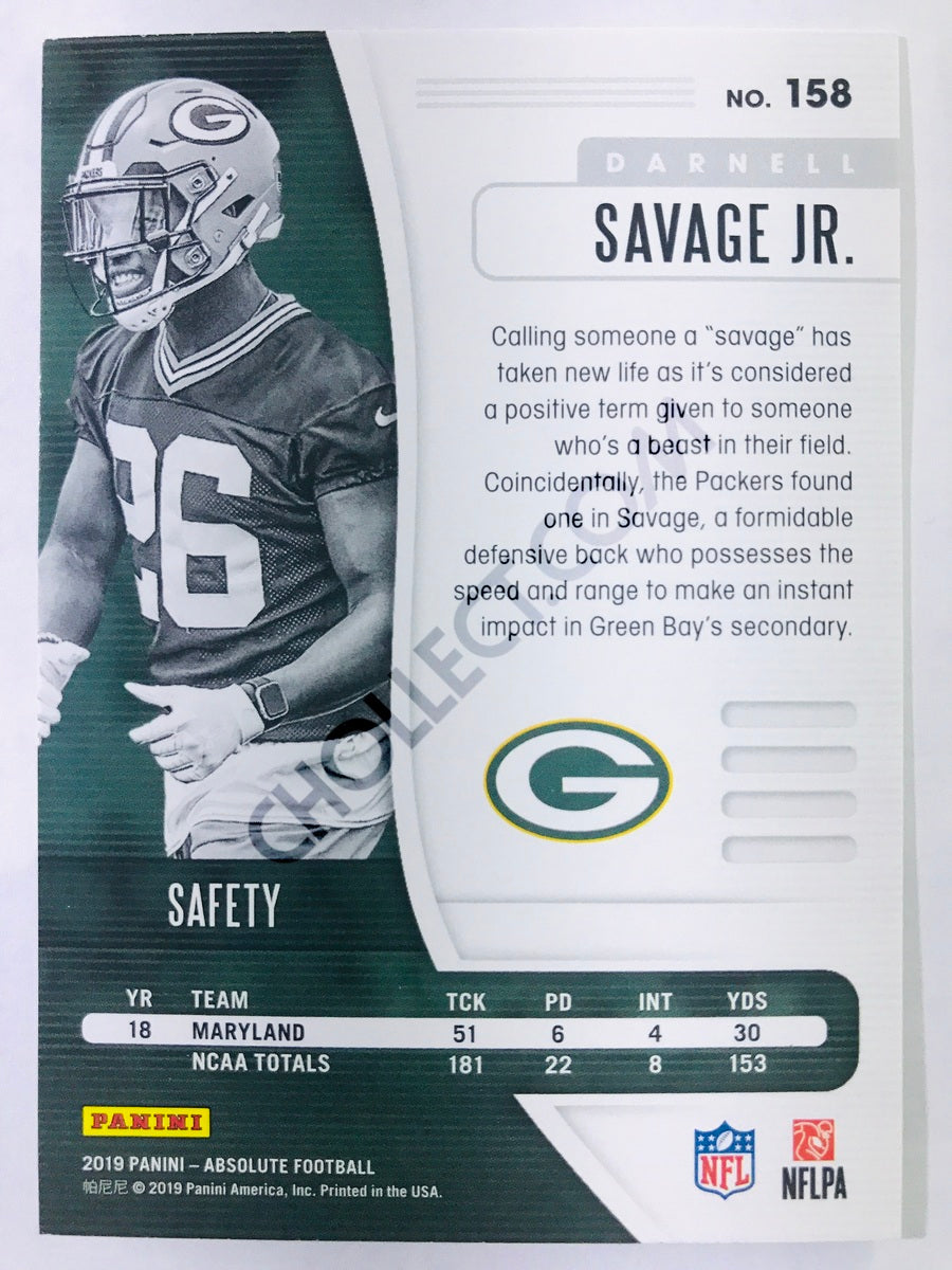 Darnell Savage Jr. - Green Bay Packers 2019-20 Panini Absolute RC Rookie #158