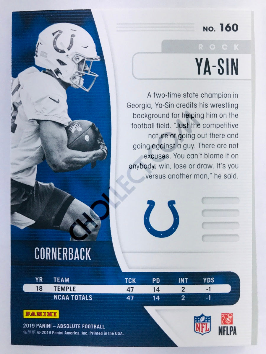 Rock Ya-Sin - Indianapolis Colts 2019-20 Panini Absolute RC Rookie #160