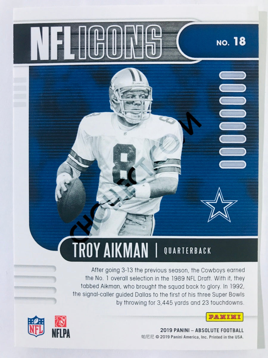 Troy Aikman - Dallas Cowboys 2019-20 Panini Absolute NFL Icons Insert #18