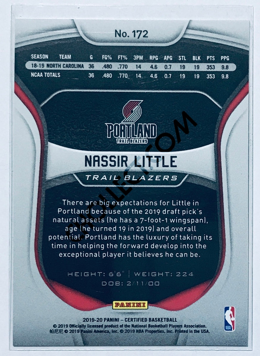 Nassir Little - Portland Trail Blazers 2019-20 Panini Certified Parallel Blue RC Rookie #172