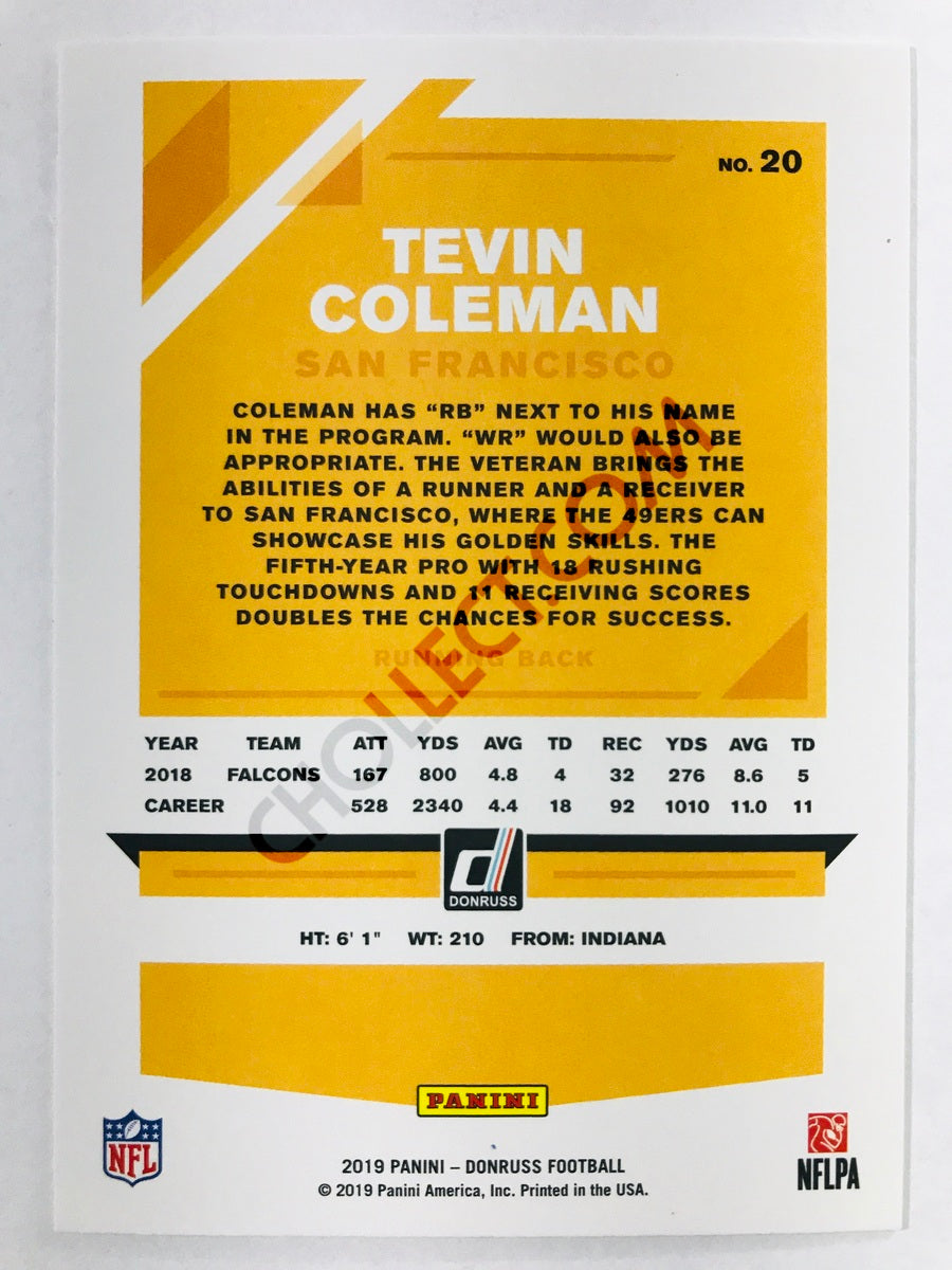 Tevin Coleman - San Francisco 49ers 2019-20 Panini Donruss #20