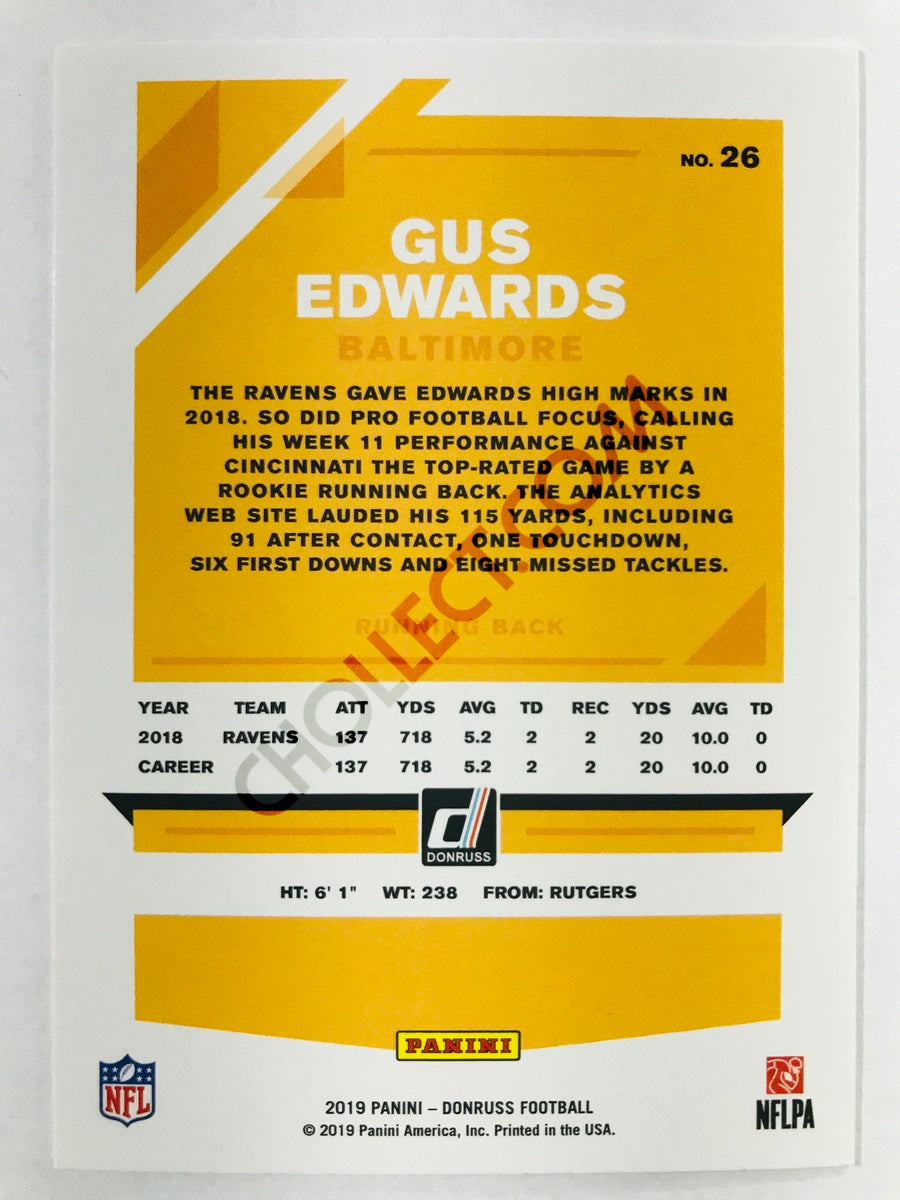 Gus Edwards - Baltimore Ravens 2019-20 Panini Donruss #26