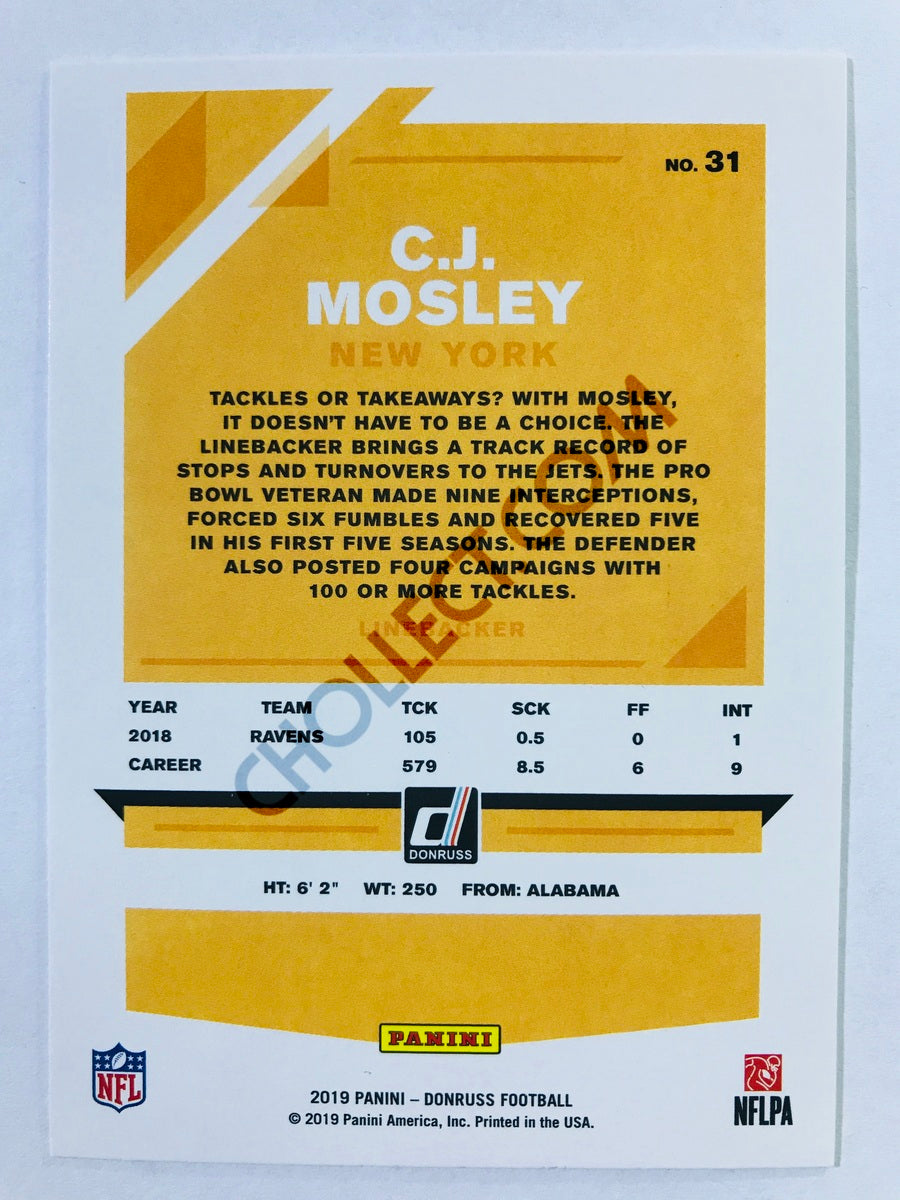 C.J. Mosley - New York Jets 2019-20 Panini Donruss #31