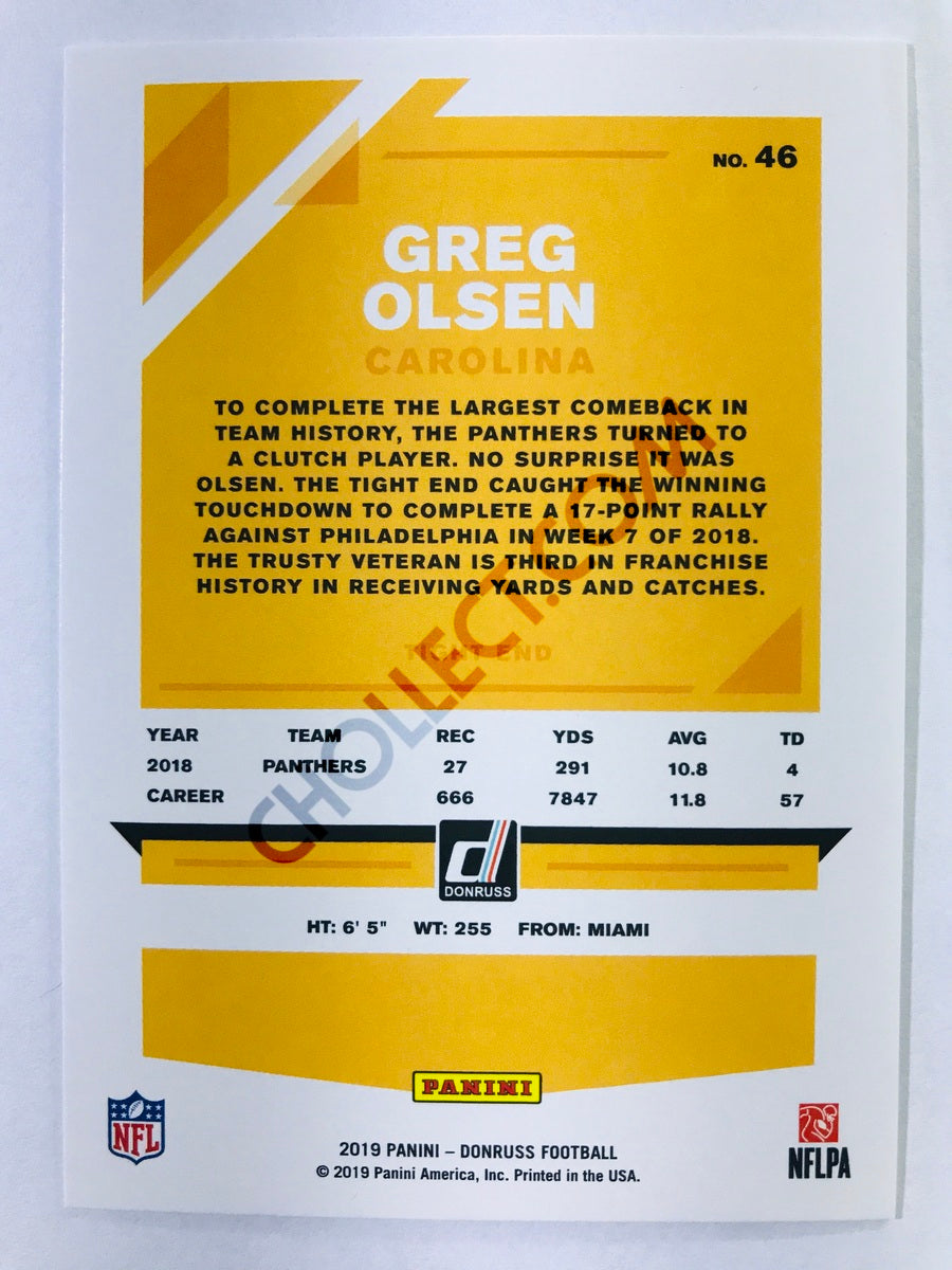 Greg Olsen - Carolina Panthers 2019-20 Panini Donruss #46