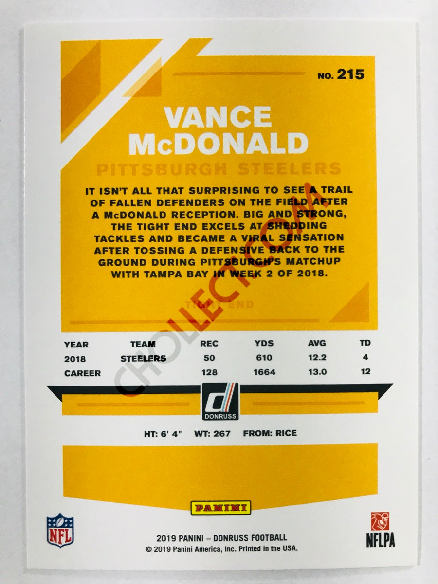 Vance McDonald - Pittsburgh Steelers 2019-20 Panini Donruss #215