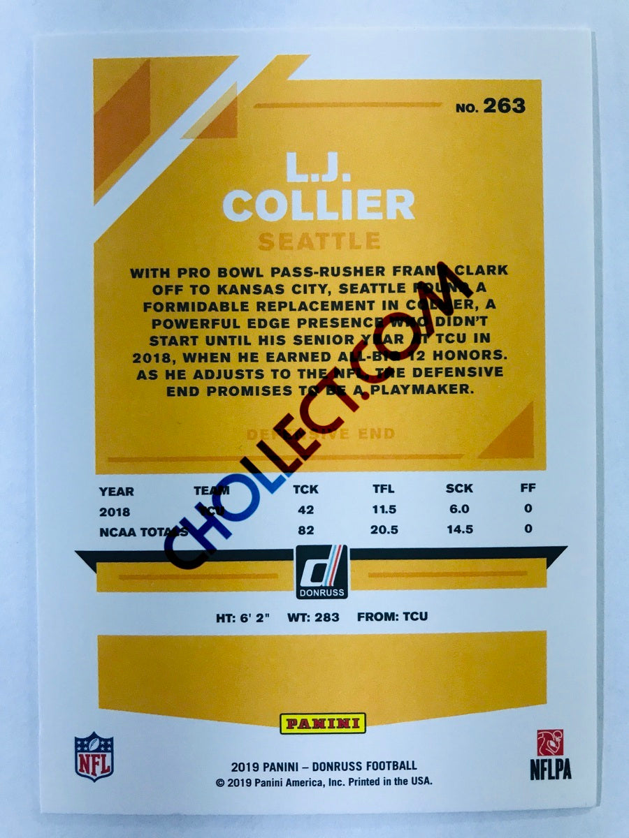 L.J. Collier - Seattle Seahawks RC 2019-20 Panini Donruss RC Rookie #263