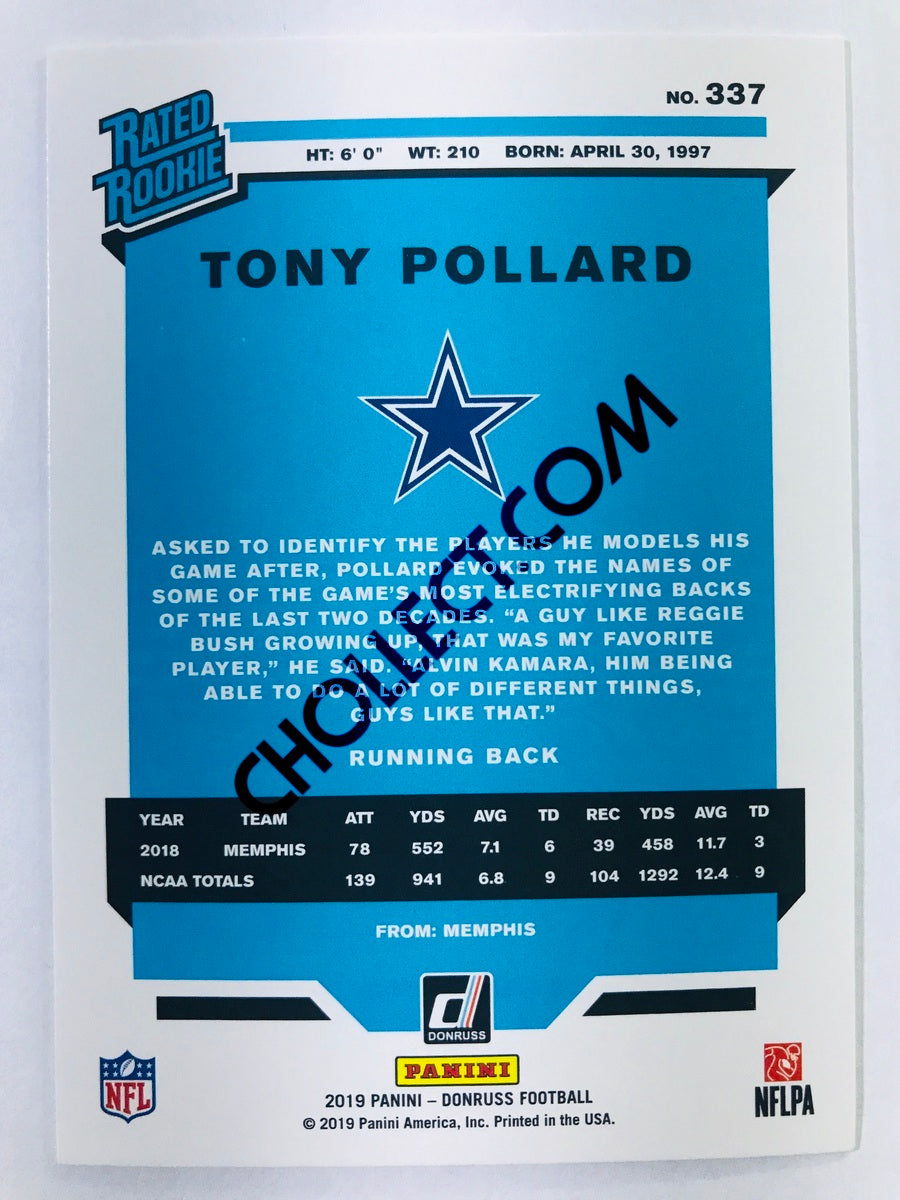 Tony Pollard - Dallas Cowboys 2019-20 Panini Donruss Rated Rookie #337