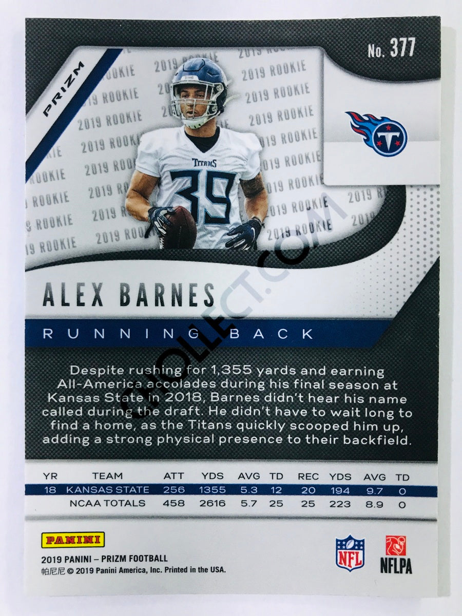 Alex Barnes - Tennessee Titans 2019-20 Panini Prizm Neon Green Pulsar Parallel RC Rookie #377