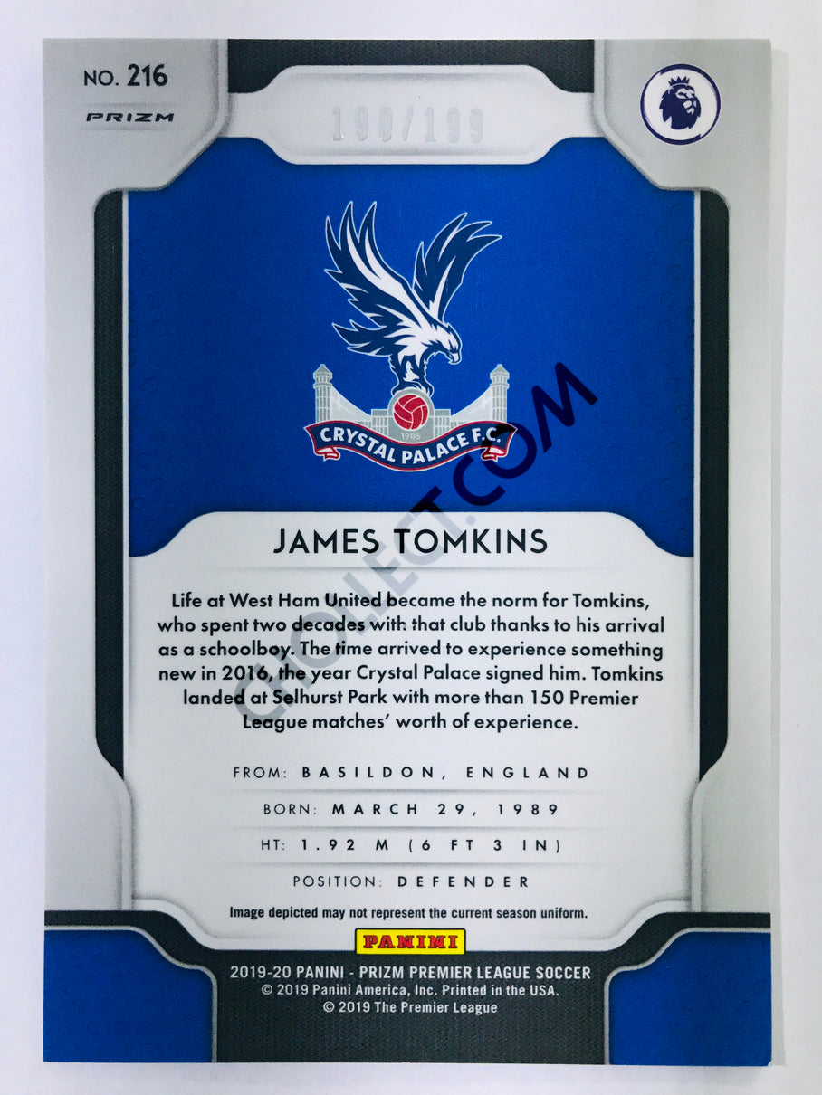 James Tomkins - Crystal Palace 2019-20 Panini Prizm Premier League #216 Blue Parallel /199