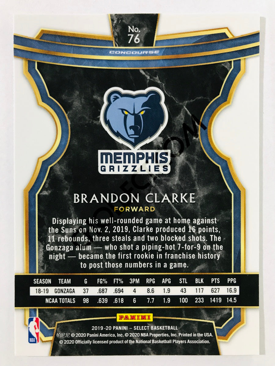 Brandon Clarke - Memphis Grizzlies 2019-20 Panini Select Concourse RC Rookie #76
