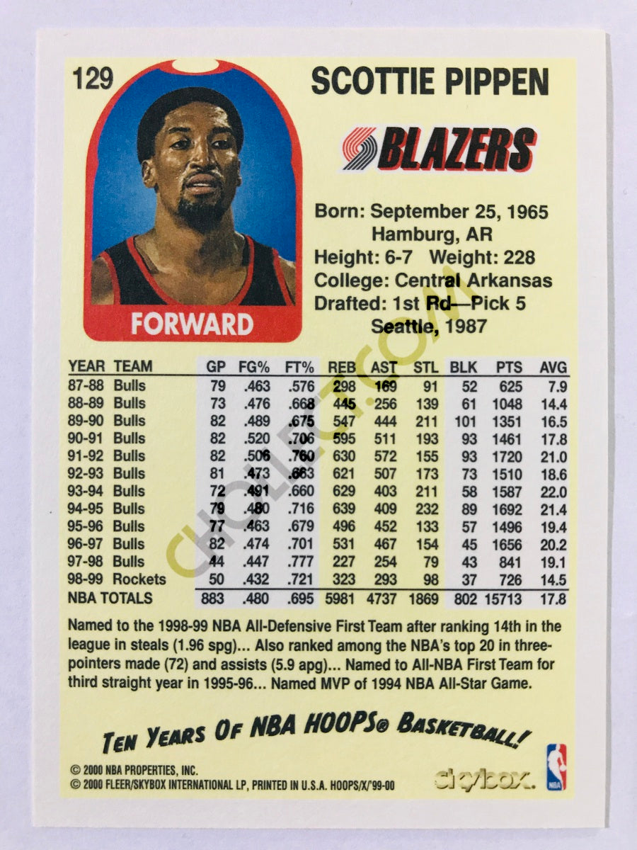 Scottie Pippen - Portland Trail Blazers 1999-00 Skybox Hoops #193
