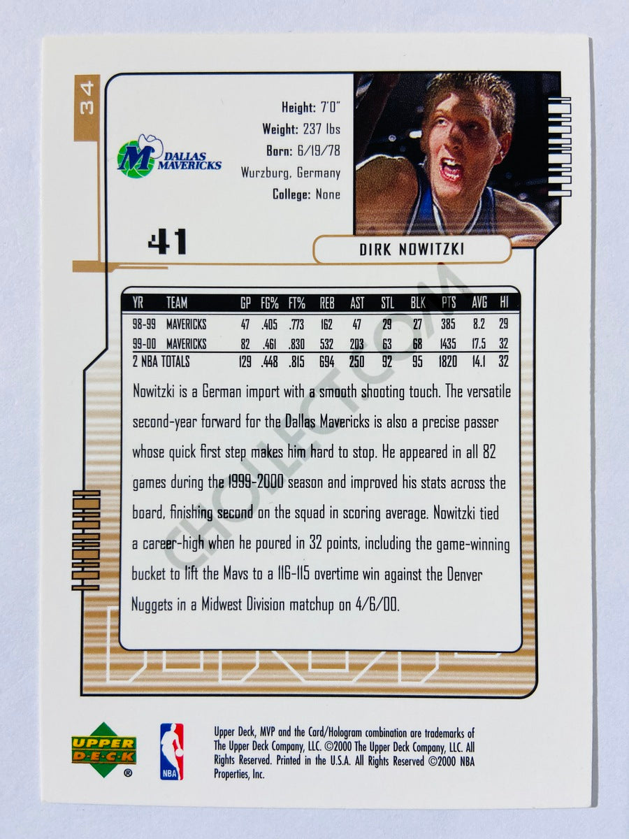 Dirk Nowitzki - Dallas Mavericks 2000 Upper Deck MVP #34