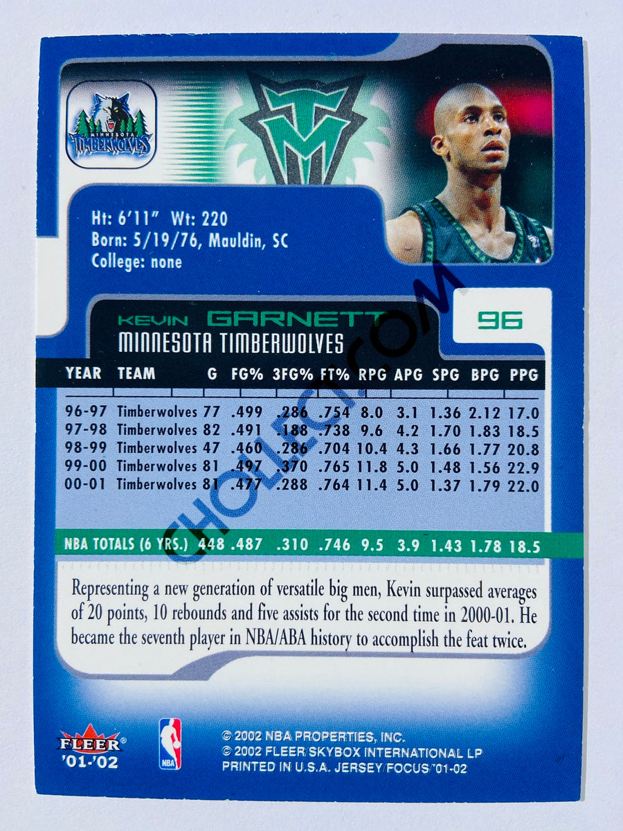Kevin Garnett - Minnesota Timberwolves 2001 Fleer Focus Jersey Edition #96