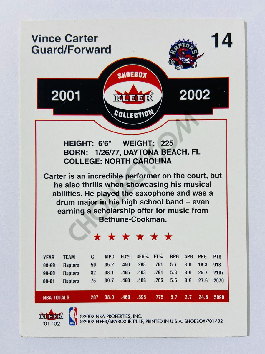 Vince Carter – Toronto Raptors 2001-02 Fleer Shoebox Collection #14