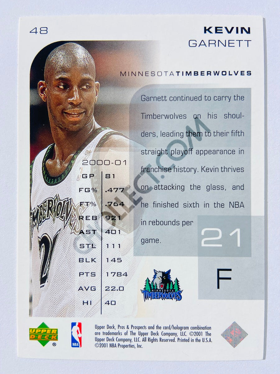 Kevin Garnett - Minnesota Timberwolves 2001 Upper Deck Pros & Prospects #48
