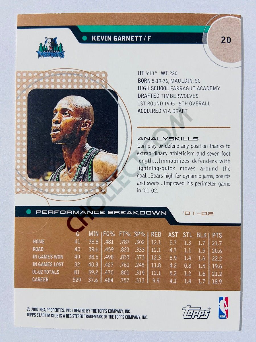 Kevin Garnett - Minnesota Timberwolves 2001 Topps Stadium Club #20