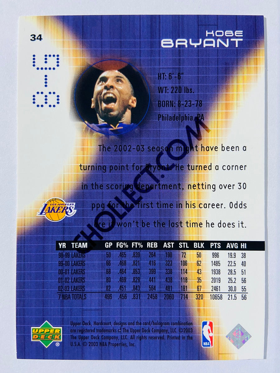 Kobe Bryant - Los Angeles Lakers 2002-03 Upper Deck Hardcourt #34