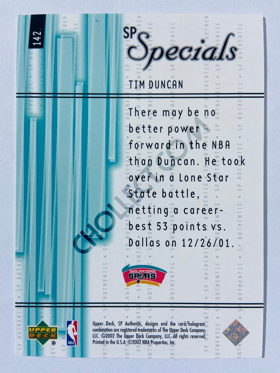 Tim Duncan - San Antonio Spurs 2002 Upper Deck SP Authentic SP Specials #142 | 1930/2000