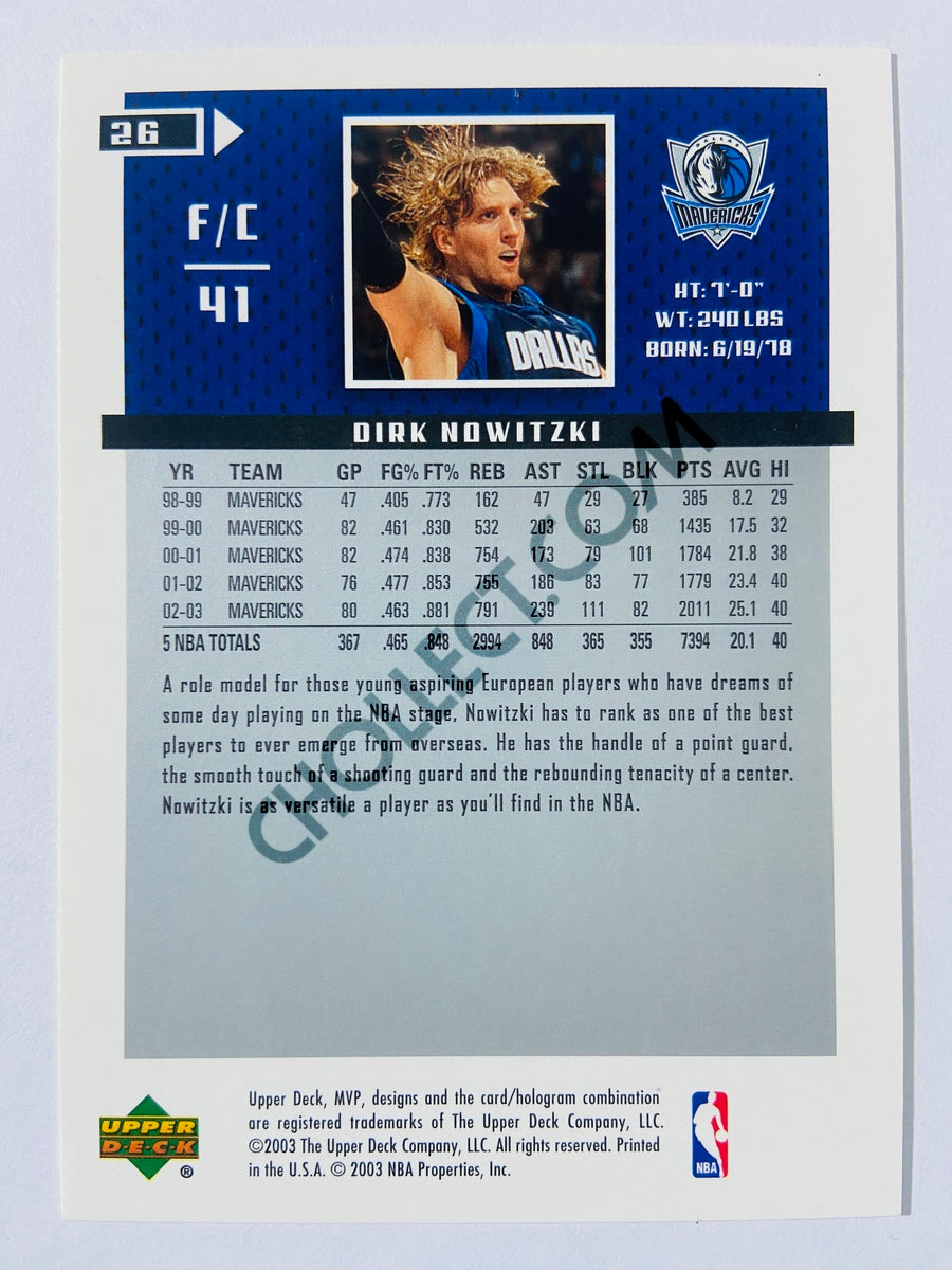 Dirk Nowitzki - Dallas Mavericks 2003 Upper Deck MVP #26